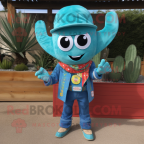 Turquoise Enchiladas mascot costume character dressed with a Jeans and Keychains