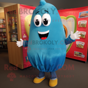 Turquoise Enchiladas mascot costume character dressed with a Jeans and Keychains