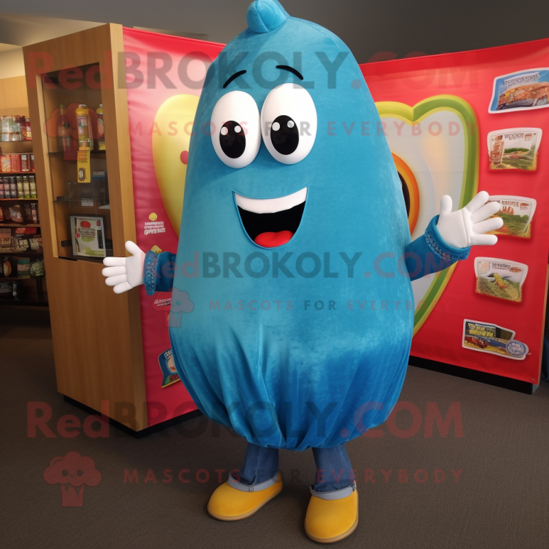 Turquoise Enchiladas mascot costume character dressed with a Jeans and Keychains