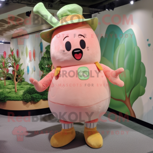 Peach Radish mascot costume character dressed with a Dungarees and Anklets