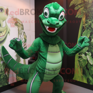 Forest Green Hydra mascot costume character dressed with a Rash Guard and Brooches