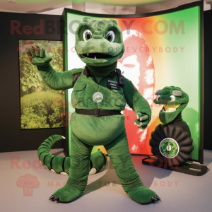 Forest Green Hydra mascot costume character dressed with a Rash Guard and Brooches