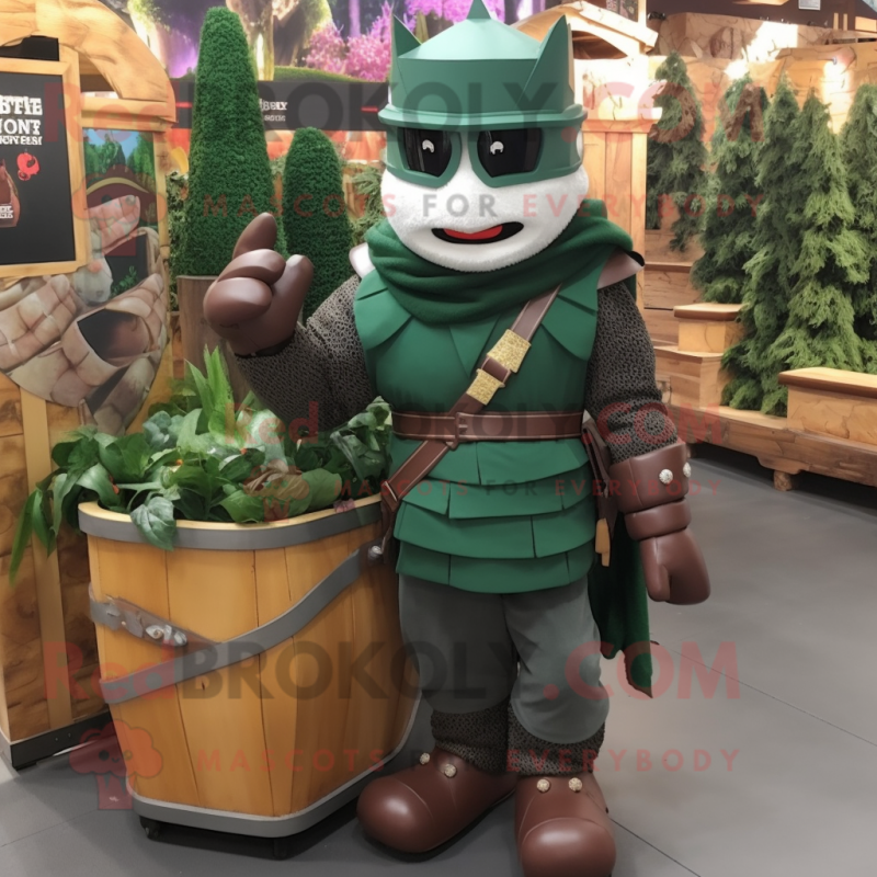 Forest Green Medieval Knight mascot costume character dressed with a Cargo Pants and Mittens Forest Green Medieval Knight mascot costume character dressed with a Cargo Pants and Mittens