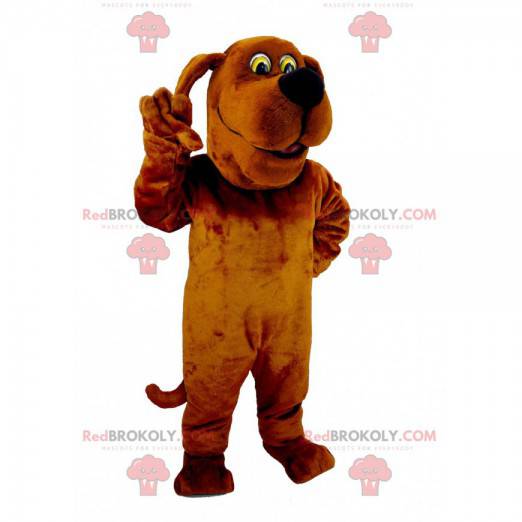 Rolig och original brun hundmaskot - Redbrokoly.com