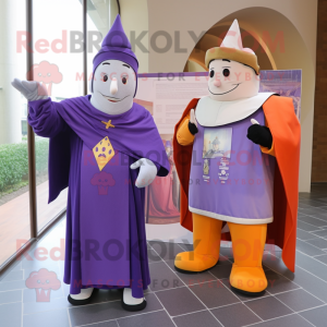 Lavender Swiss Guard mascot costume character dressed with a Long Sleeve Tee and Shawls