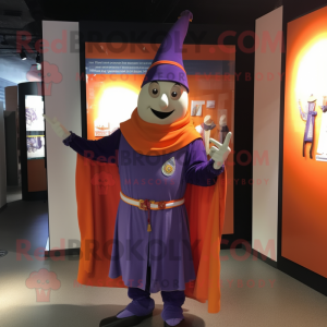 Lavender Swiss Guard mascot costume character dressed with a Long Sleeve Tee and Shawls