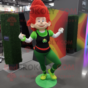 nan Leprechaun mascot costume character dressed with a Yoga Pants and Hair clips