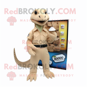 Beige komodovaraan mascotte...
