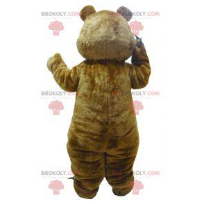 Mascotte d'ours de nounours marron et blanc avec des griffes -