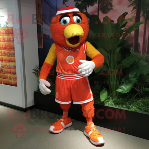 Red Mandarin mascot costume character dressed with a Shorts and Anklets