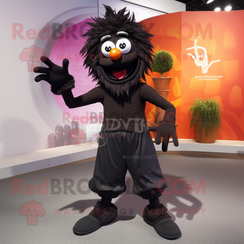 Black Scarecrow mascot costume character dressed with a Yoga Pants and Earrings Black Scarecrow mascot costume character dressed with a Yoga Pants and Earrings