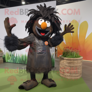Black Scarecrow mascot costume character dressed with a Yoga Pants and Earrings