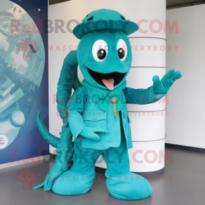 Teal Hydra mascotte kostuum...