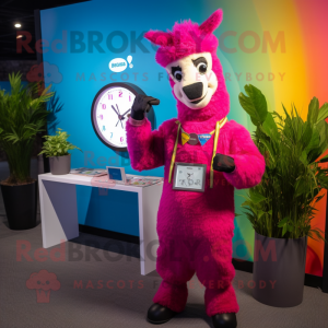 Magenta lama maskot kostym...