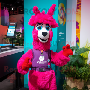 Magenta lama maskot kostume...