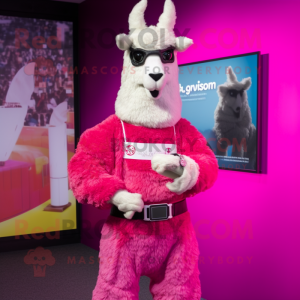 Magenta lama maskot drakt...