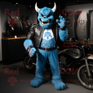 Sky Blue Devil maskot drakt...