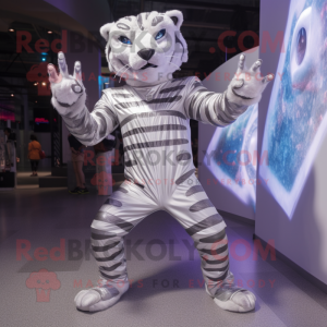 Sølv tiger maskot kostyme...