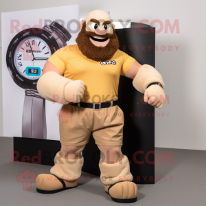 Beige Strongman mascotte...