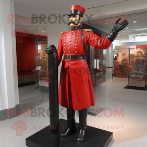 Red Civil War Soldier mascot costume character dressed with a Sheath Dress and Gloves