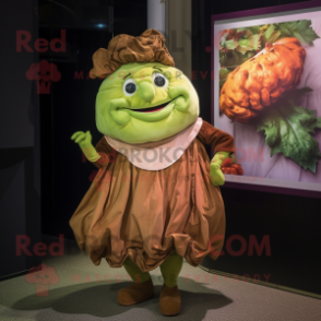 Rust Cabbage mascot costume character dressed with a A-Line Skirt and Wallets