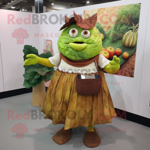 Rust Cabbage mascot costume character dressed with a A-Line Skirt and Wallets
