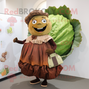 Rust Cabbage mascot costume character dressed with a A-Line Skirt and Wallets
