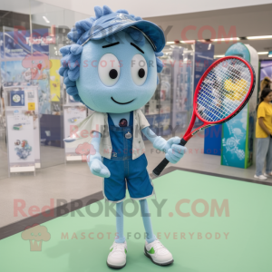 nan Tennis Racket mascot costume character dressed with a Boyfriend Jeans and Suspenders