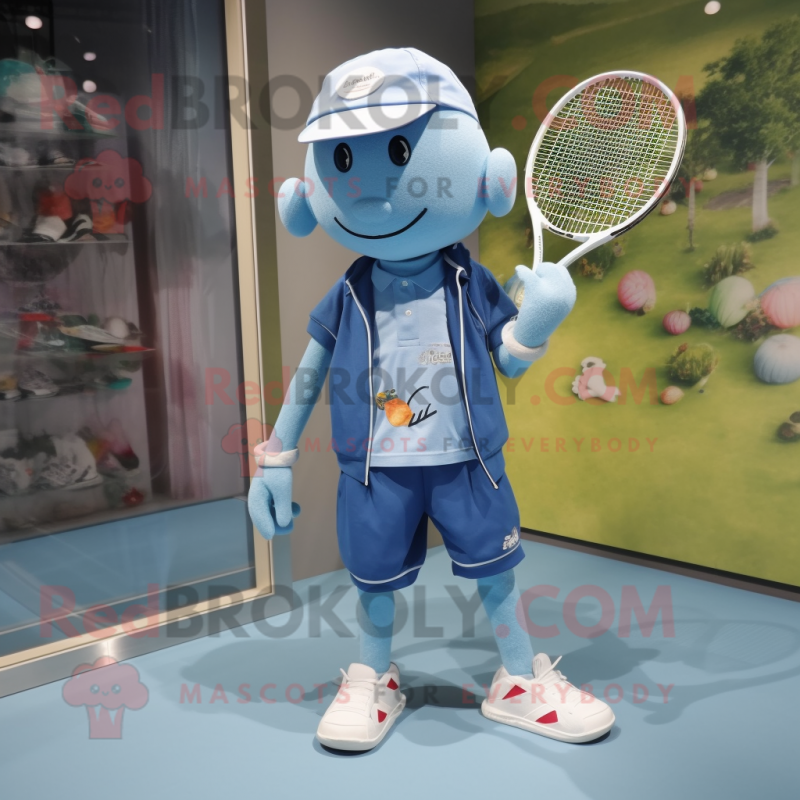 nan Tennis Racket mascot costume character dressed with a Boyfriend Jeans and Suspenders nan Tennis Racket mascot costume character dressed with a Boyfriend Jeans and Suspenders