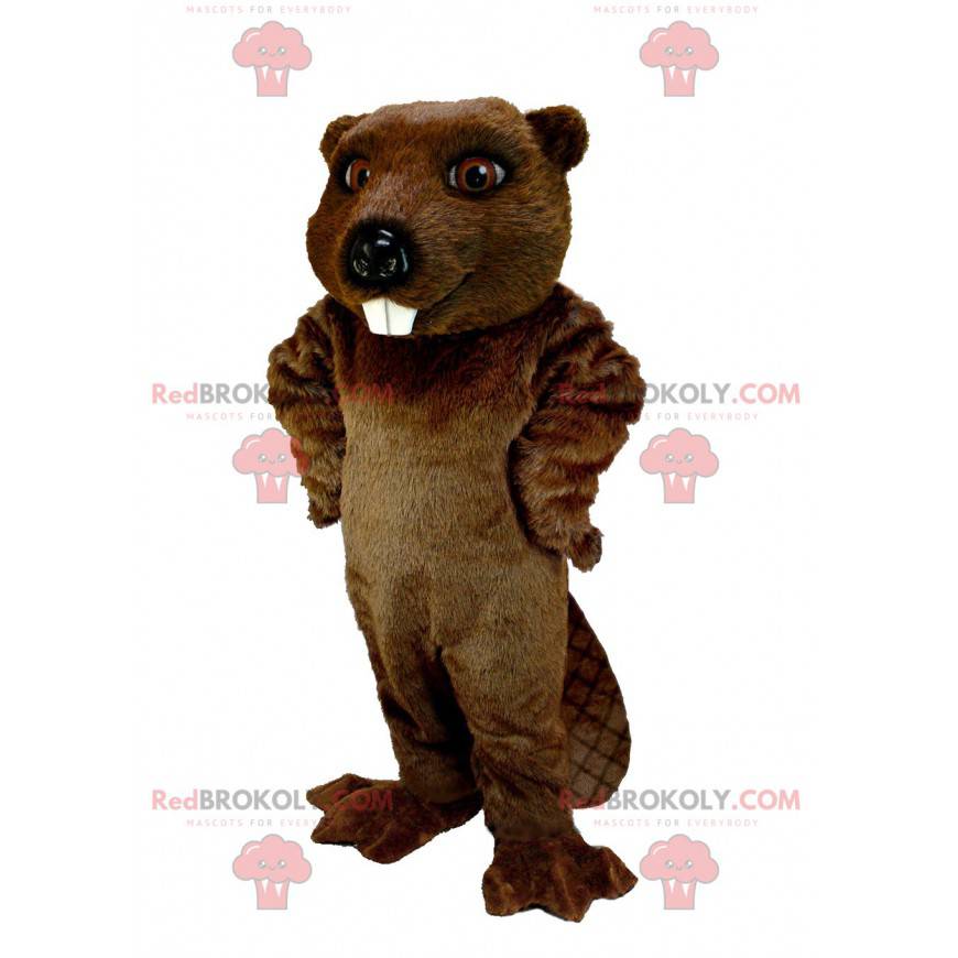 Very realistic brown beaver mascot - Redbrokoly.com