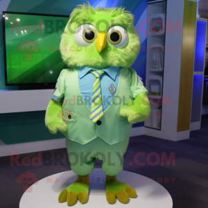 Lime Green Owl mascotte...