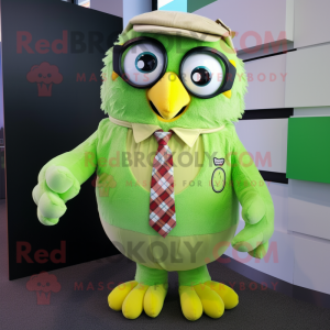 Lime Green Owl mascotte...