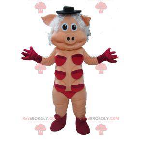 Roze slet mascotte met rood ondergoed - Redbrokoly.com