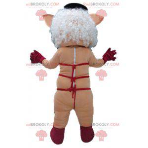 Mascotte de cochonne rose avec des sous-vêtements rouges -
