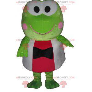 Velmi zábavný maskot zelená žába v červené a bílé barvě -