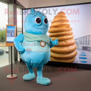 Sky Blue Croissant maskot...