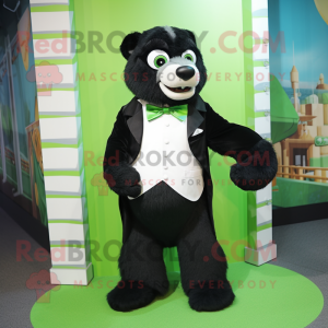 Lime Green Spectacled Bear mascot costume character dressed with a Tuxedo and Keychains