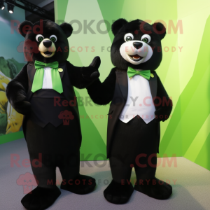 Lime Green Spectacled Bear mascot costume character dressed with a Tuxedo and Keychains