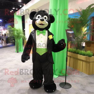 Lime Green Spectacled Bear mascot costume character dressed with a Tuxedo and Keychains