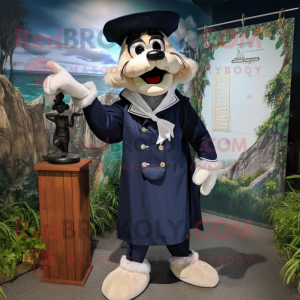 Navy Graveyard mascot costume character dressed with a Windbreaker and Clutch bags