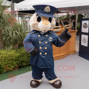 Navy Graveyard mascot costume character dressed with a Windbreaker and Clutch bags