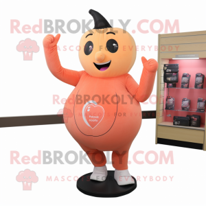 Peach Squash mascot costume character dressed with a Yoga Pants and Mittens