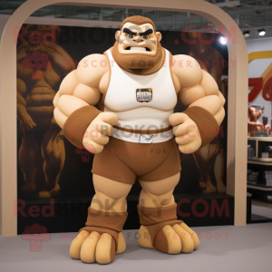 Tan Strongman maskot drakt...