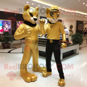 Gold Panther maskot kostume...