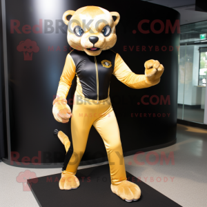 Gold Panther maskot kostume...