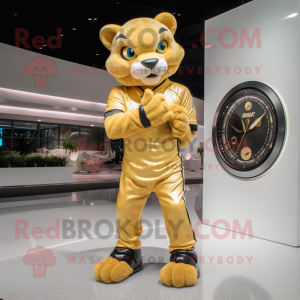 Gold Panther maskot kostume...