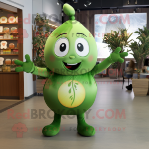 Olive Pear mascot costume character dressed with a Romper and Rings