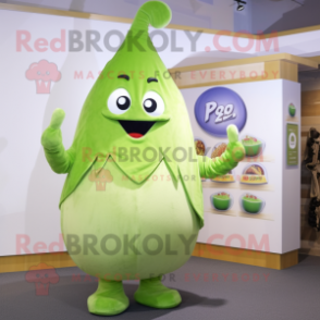 Olive Pear mascot costume character dressed with a Romper and Rings