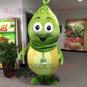 Olive Pear mascot costume character dressed with a Romper and Rings