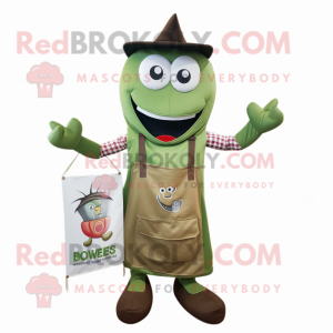 Olive Bbq Ribs mascot costume character dressed with a Dungarees and Pocket squares